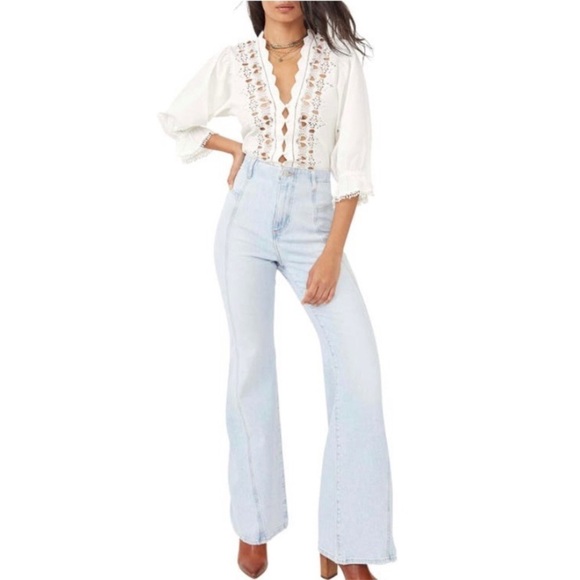 Free People Denim - Free People we the Free women’s Light Blue Women's Jeans Wide Leg Size 30